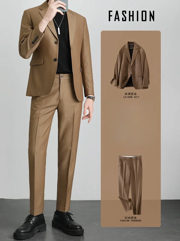 2024 High Quality Two Button Wedding Suit for Men (suit + Trousers) Fashion Korean Slim Business Formal Two-piece Set