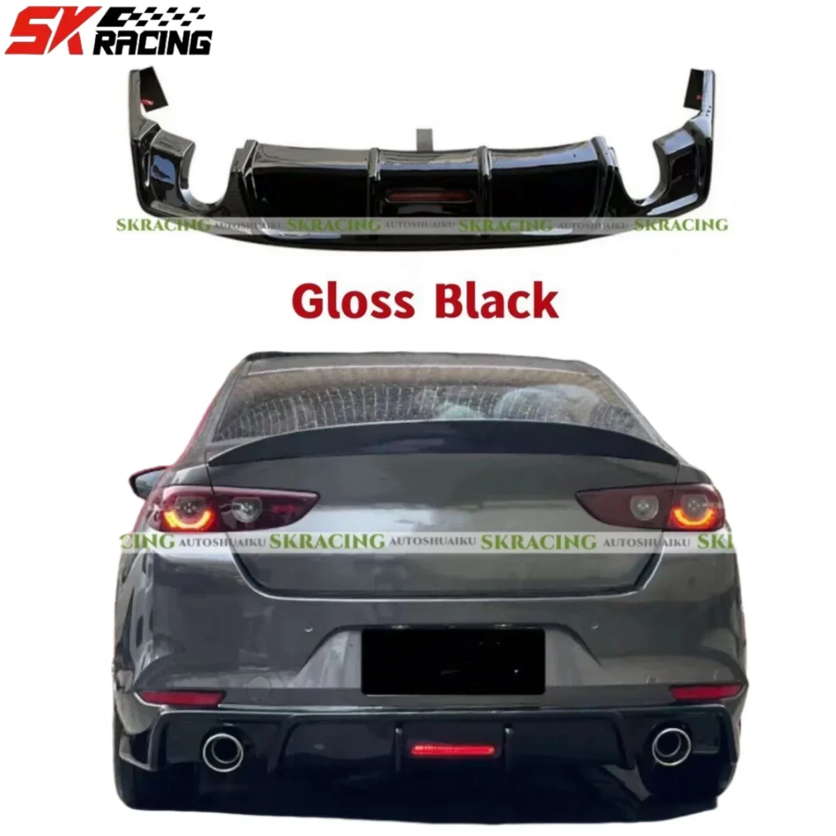 Body Kit Glossy Black ABS Rear Bumper Lip Diffuser Bodykit For Mazda 3 Axela 2020-2022 Car Exterior Parts Decorative