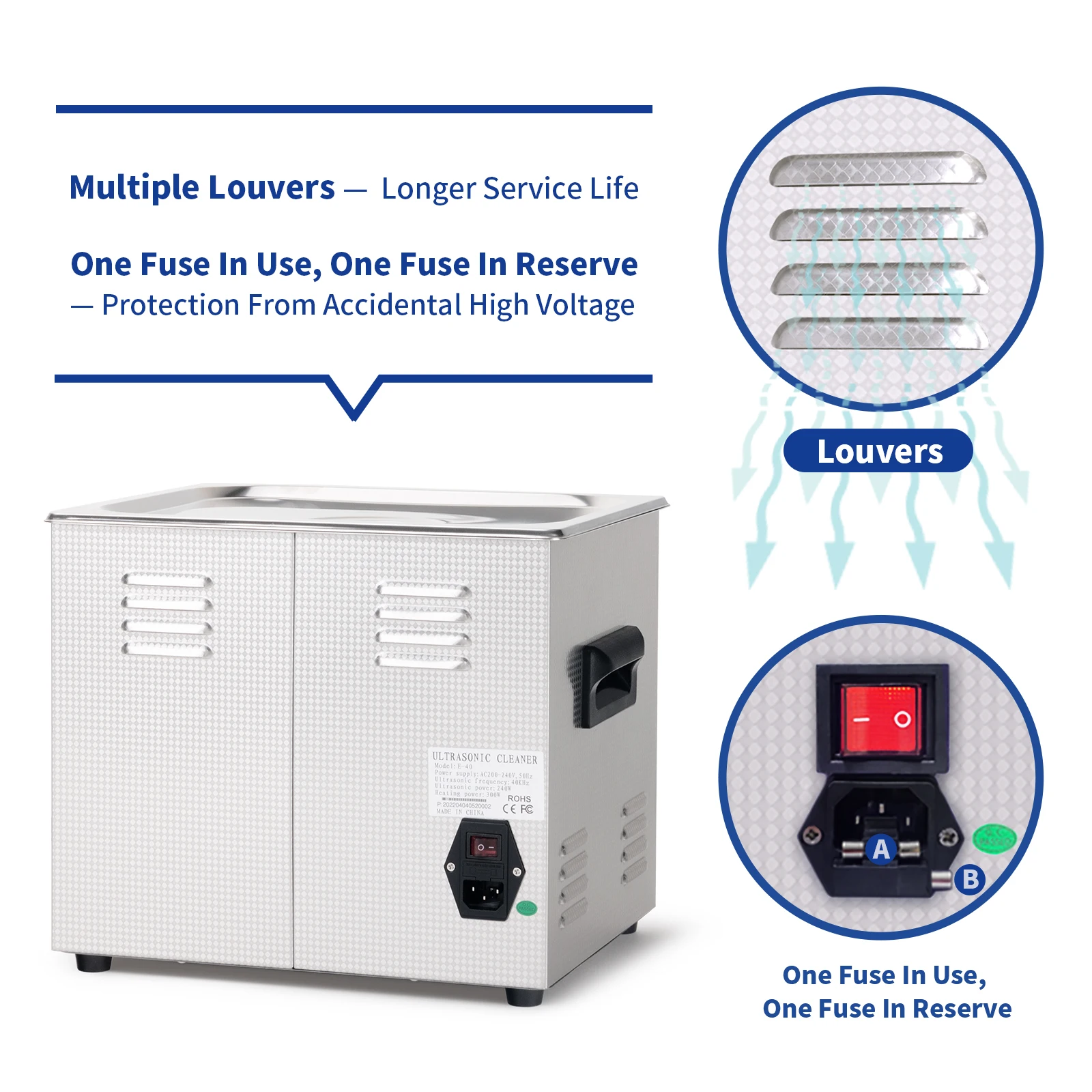 Pembersih Ultrason Mekanik Pintar, Pembersih Mandi Ultrason 6L 480W dengan Waktu Pemanas dan Keranjang untuk Membersihkan Perhiasan dan Kuningan