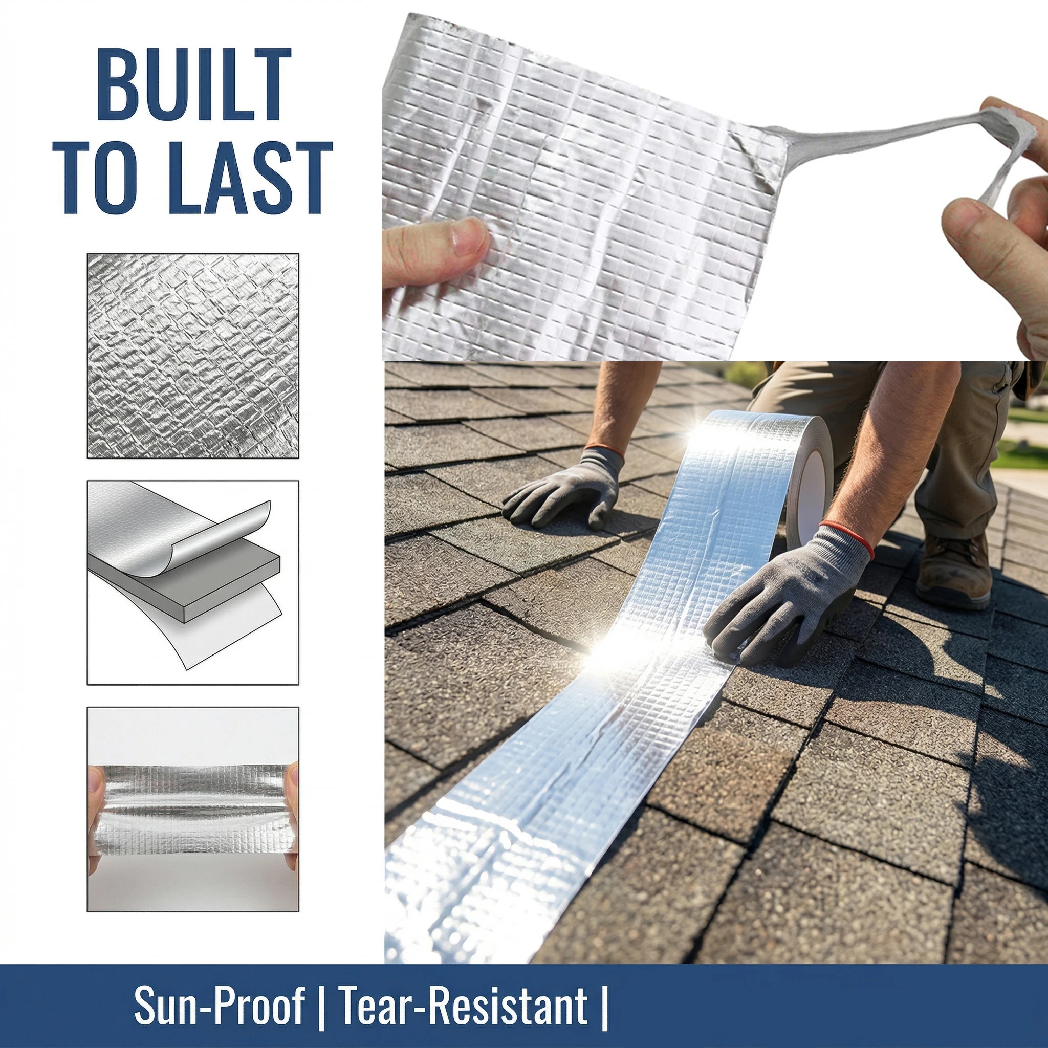 Butyl Seal Tape Aluminum Foil Waterproof Strong Adhesive for Roof Pipe Crack Repair Ductility Thickened Foil Leak Proof Seal
