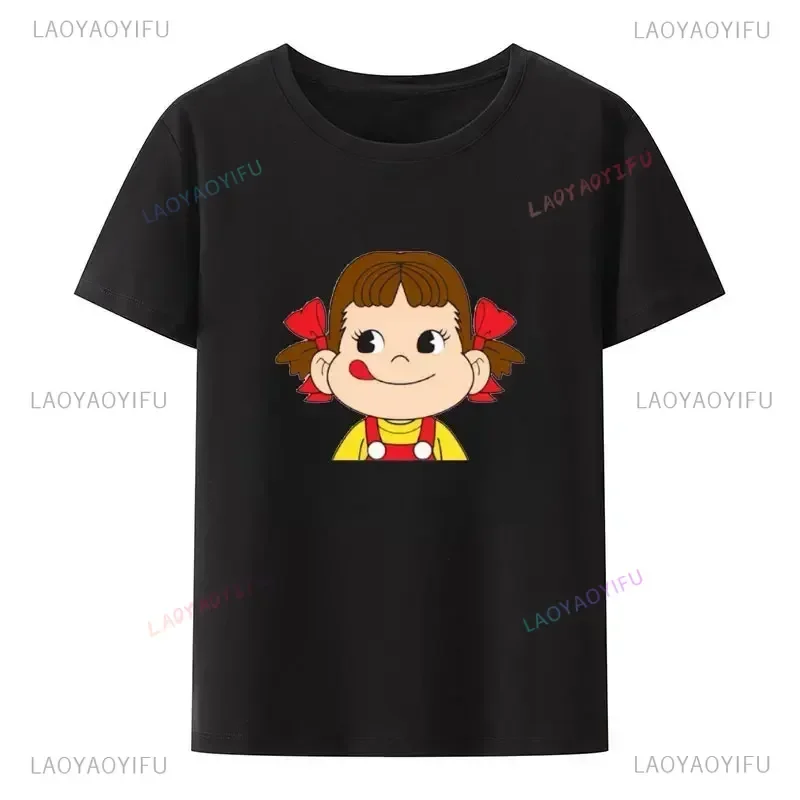 Retro Milky Peko-chan Classic Y2k Tops 100%Cotton Women's -shir T Shirt for Men High Quality Harajuku Punk Men's Clothing Tees