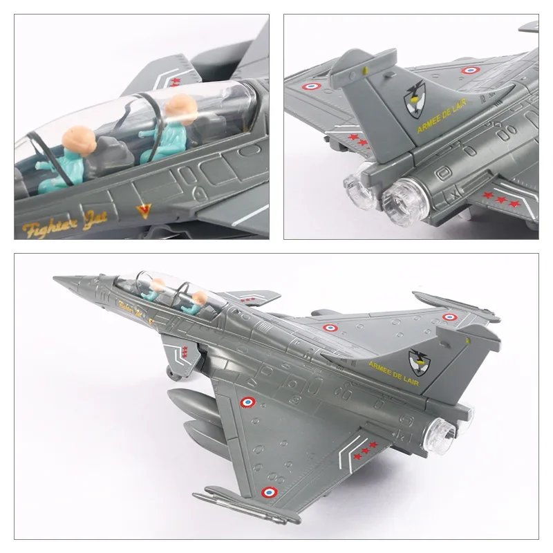 Alloy Rafale Fighter model acoustooptic return force aviation military aircraft model Toy Ornament Gift