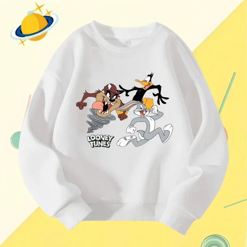 Bugs Bunny children\'s crewneck hoodie Disney cartoon print autumn winter long-sleeved sweatshirt Boys girls Kawaii casual top