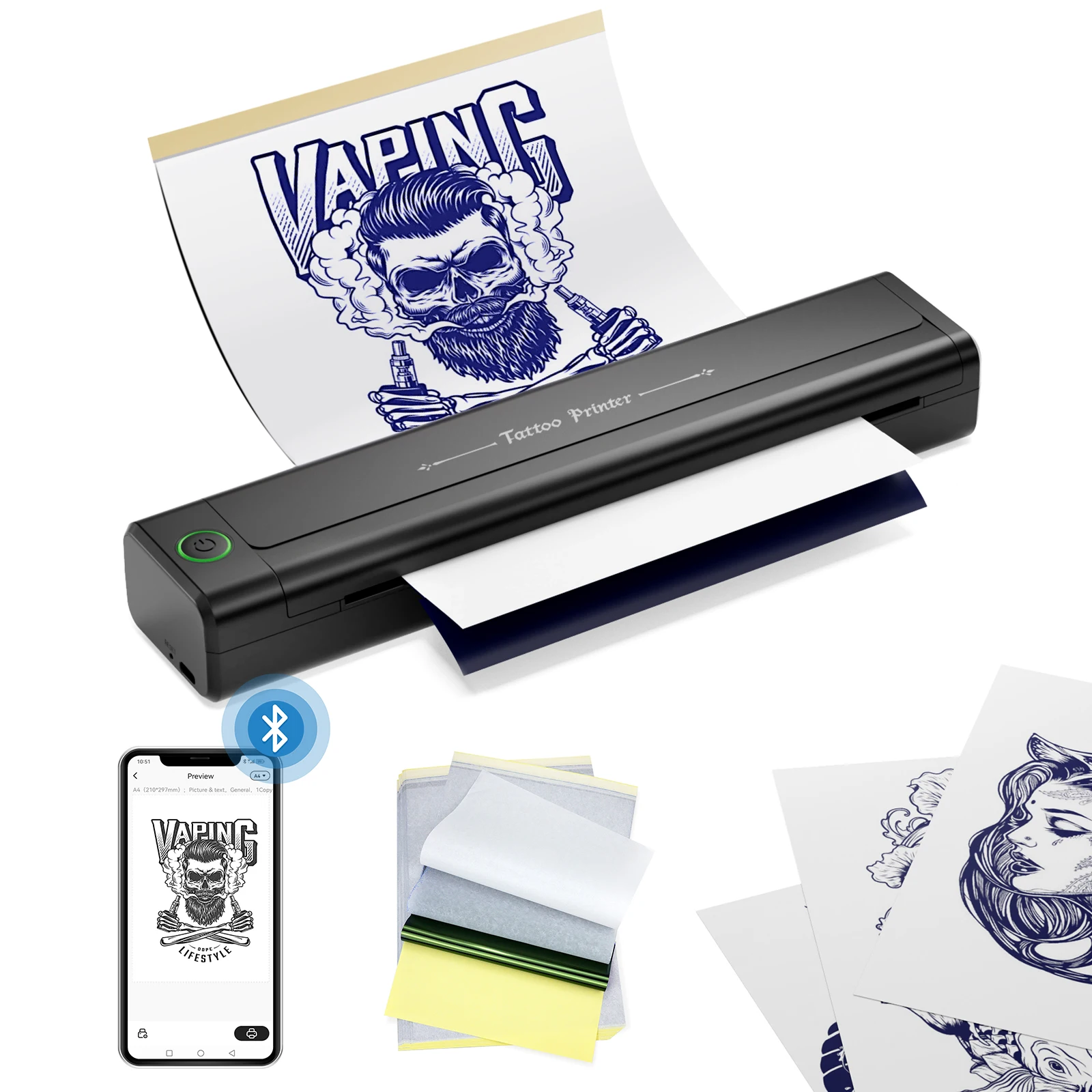 WIFI Tattoo Transfer Machine Wireless Portable Tattoo Template Machine Thermal Tattoo Printer Bluetooth Tattoo Stencil Transfer
