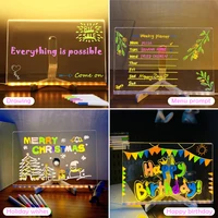 LED Note Board With Night Light Colorful 7 Pens DIY Acrylic Message Board Children‘s Drawing Board For Kids Birthday Gift 3
