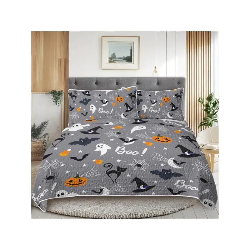 

3pcs Christmas Comforter Set for Kids and Adults, Soft Lightweight Halloween Bedding Set with Coverlet and 2 Pillowcases
