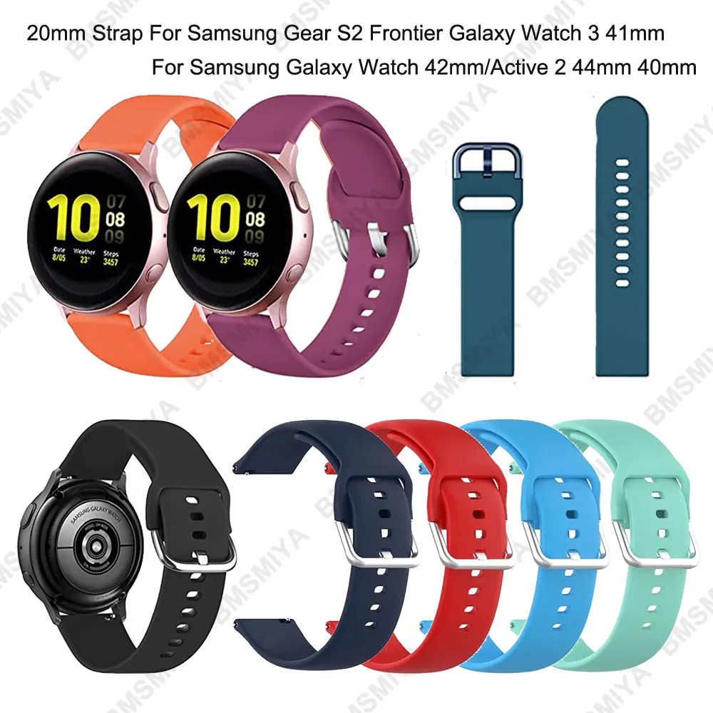 1 قطعة 20 مللي متر حزام ساعة سيليكون لسامسونج جير S2 الحدود سوار حزام لساعة غالاكسي 3 41 مللي متر/42 مللي متر/أكتيف 2 44 مللي متر 40 مللي متر الفرقة