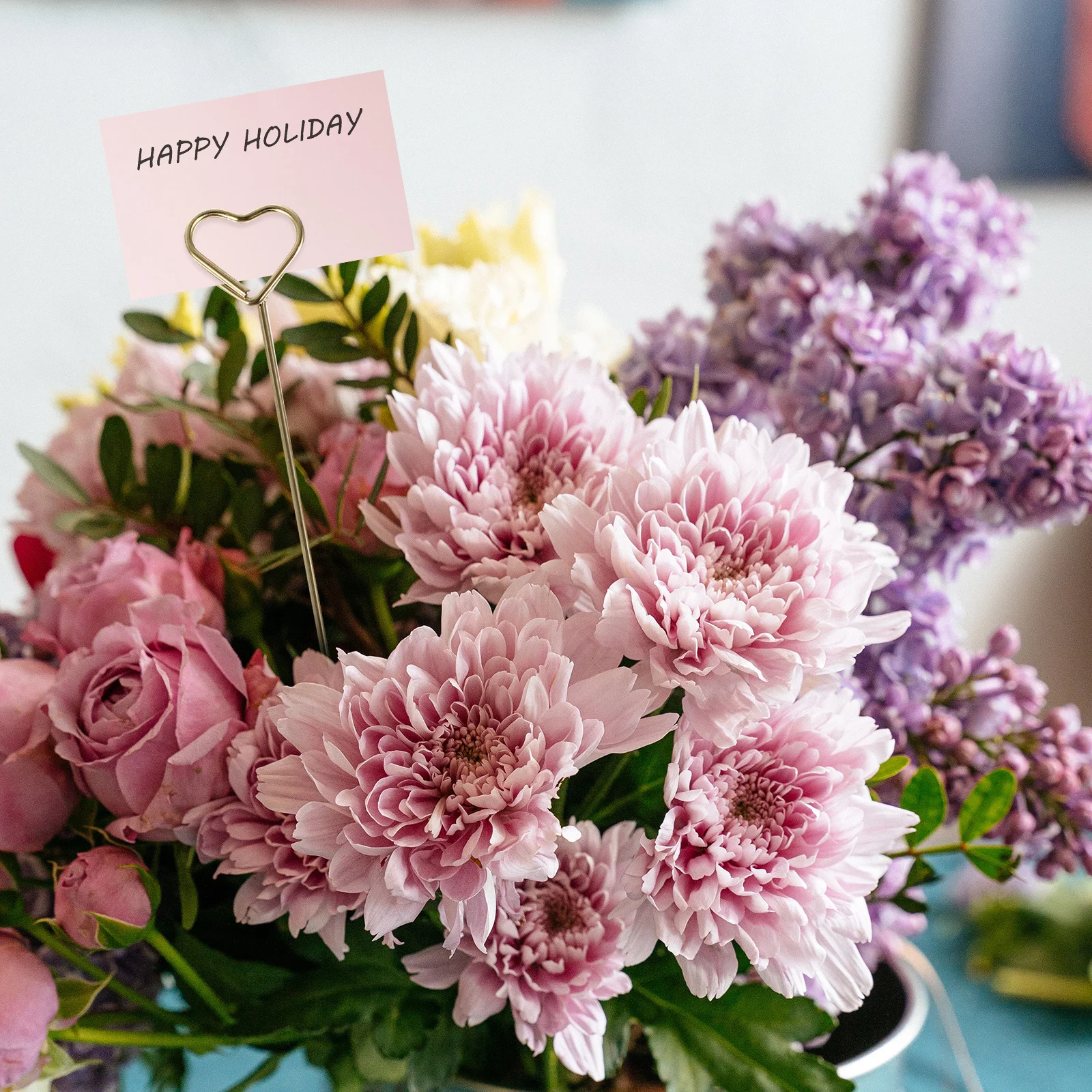 

30pcs Message Clip Place Card Holders Table Number Holder For Wedding Photo Holder Floral Picks With Wire Heart Coil Clip