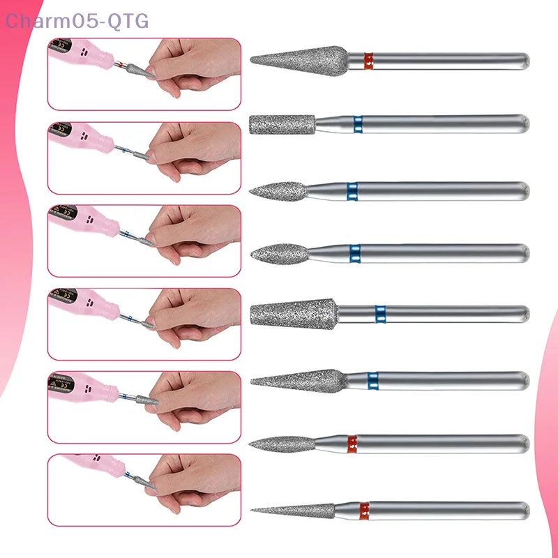 جديد الماس قاطعة المطحنة ل مانيكير الكهربائية مسمار لقمة ثقب ملحق آلة باديكير ملف الأظافر هلام أداة إزالة 10 قطعة #1