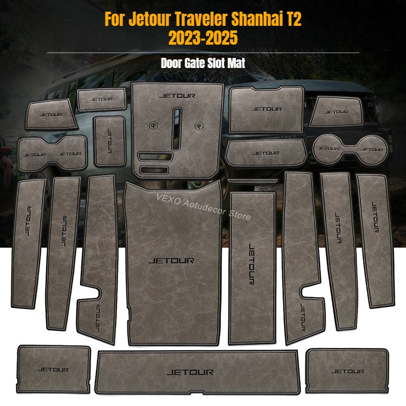 

‌For Jetour Traveler T2 2023-2025 Door Gate Slot Mat Leather Cup Holder Protective Pad Car Center Console Storage Box Mats Decor