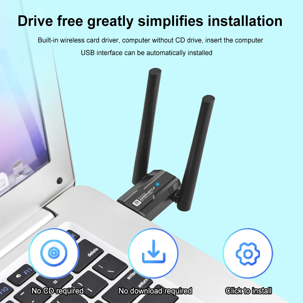 WiFi6 USB Network Card Bluetooth-Compatible 5.4 Driver-Free Wireless Network Card Dual-Band 2.4G&5GHz for PC Computer