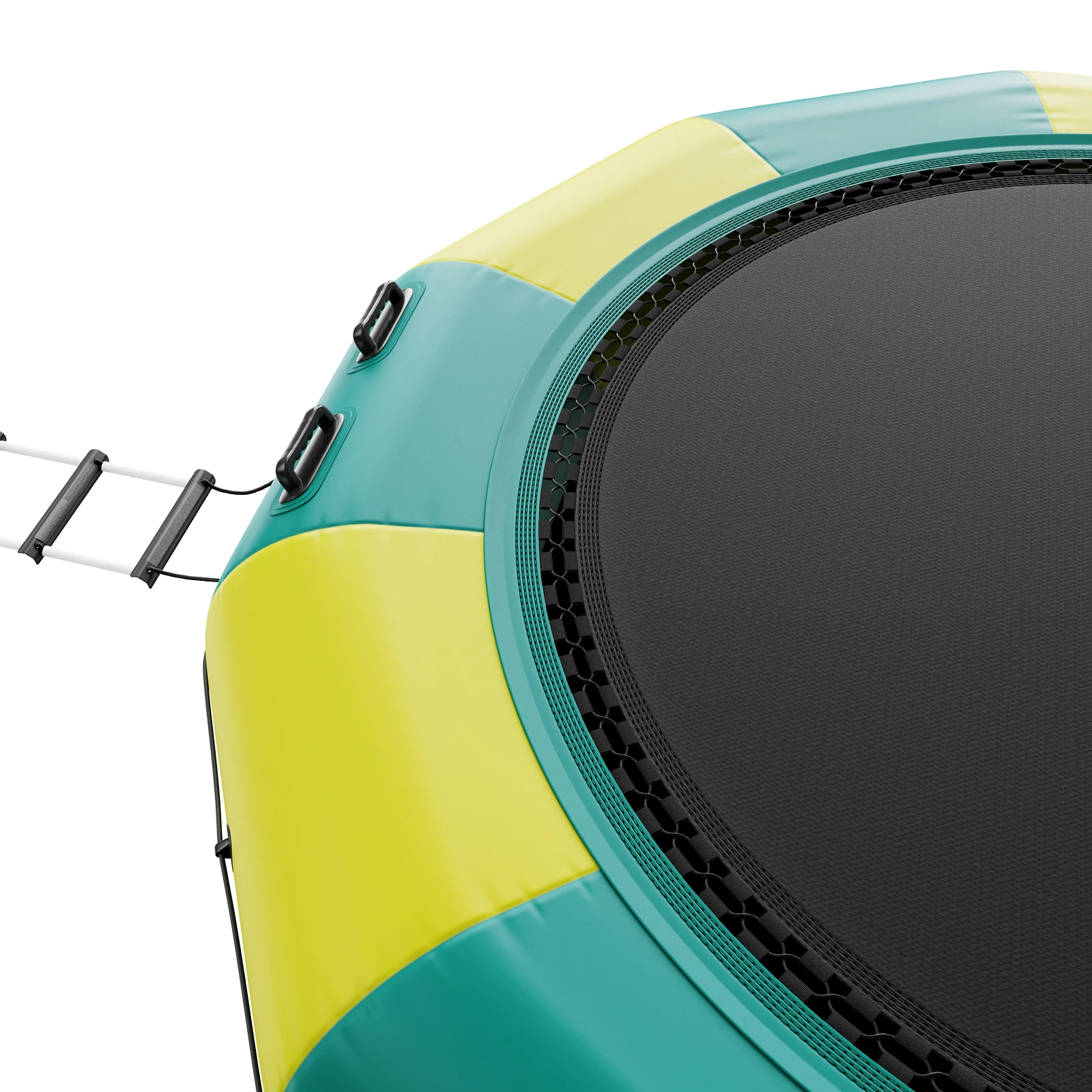 SucceBuy 12ft Inflatable Water Bouncer แทรมโพลีนน้ําเพื่อการพักผ่อนหย่อนใจแบบพกพา Bounce ว่ายน้ําแพลตฟอร์มสไลด์ 3 ขั้นตอนบันได