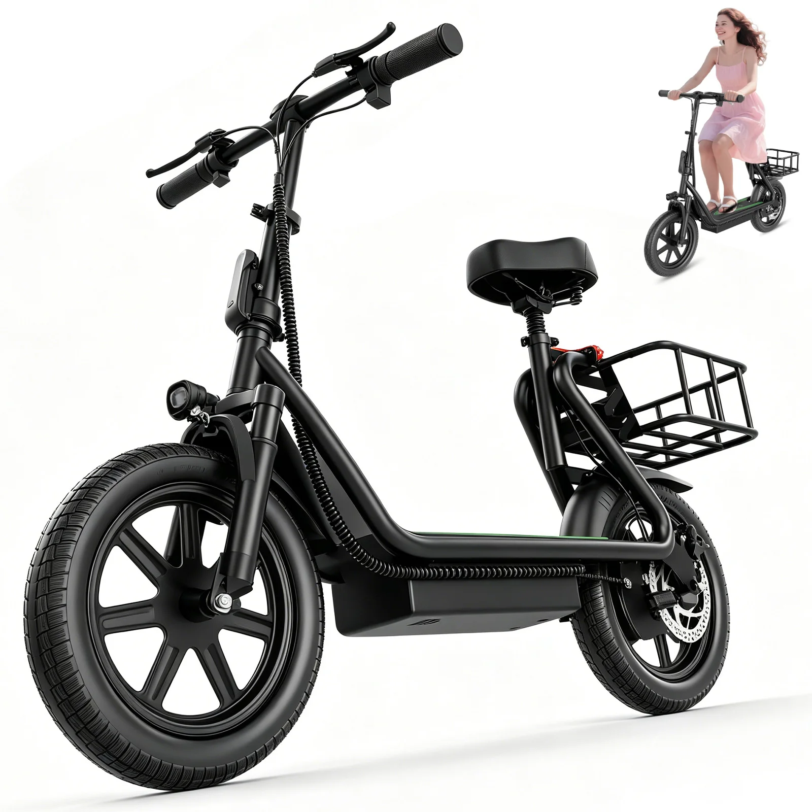AOVOPRO 500W Electric Scooter 10.4/22.5Ah Battery Battery life 45/100km Speed 35km/h Pet-Friendly Electric Scooter With Basket image 3