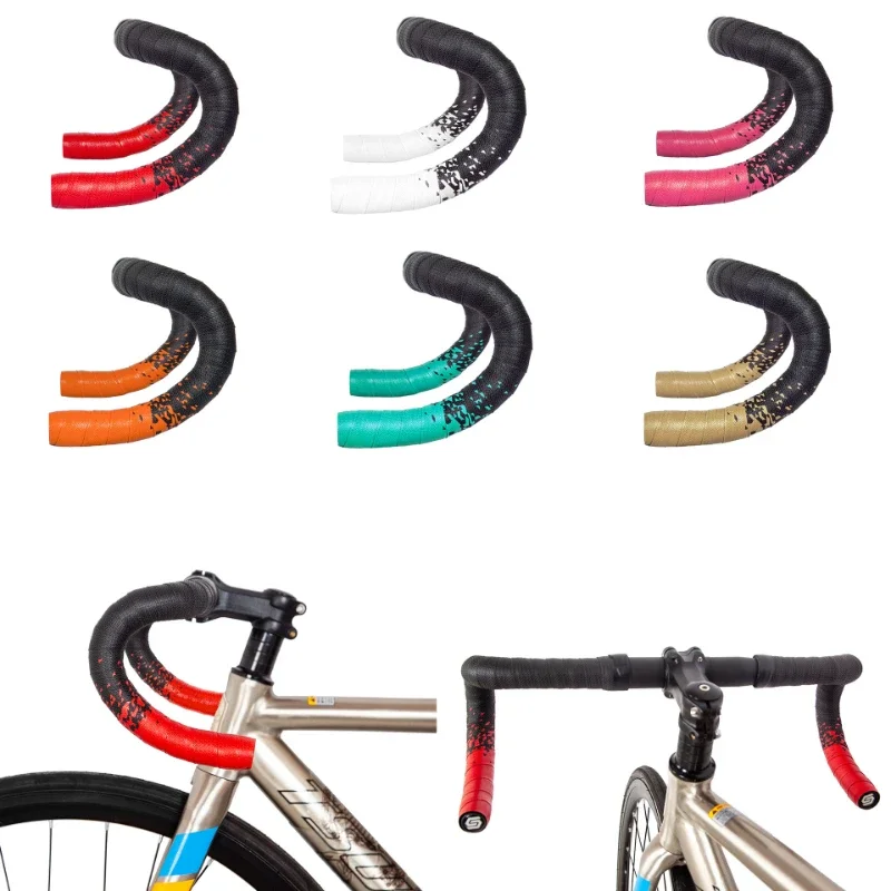 Road handlebar tape anti-slip shock absorption two-color dead fly bicycle curved handlebar leather breathable handlebar tape