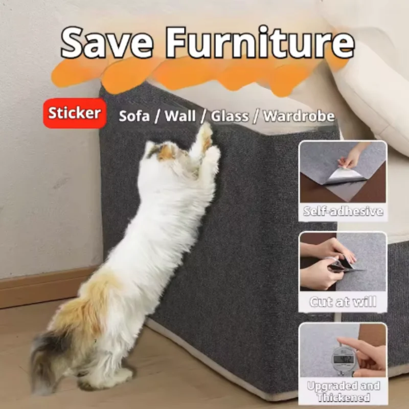 DIY Self-Adhesive Cat Scratching Mat Trimmable Carpet Anti-Scratch Furniture Protector Cat Scratching Post for Sofas