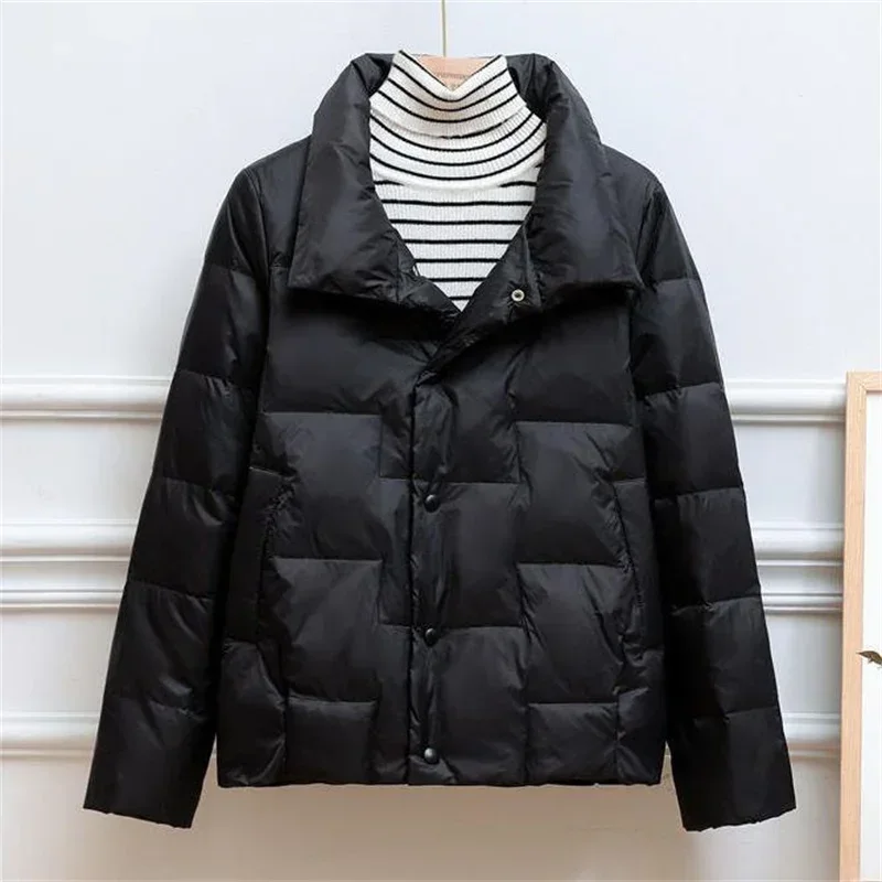 Autumn Winter Parkas Women 2023 New Fashion Stand-up Collar Lightweight Thin Down Cotton Coat Female Casual Warm  Outerwear