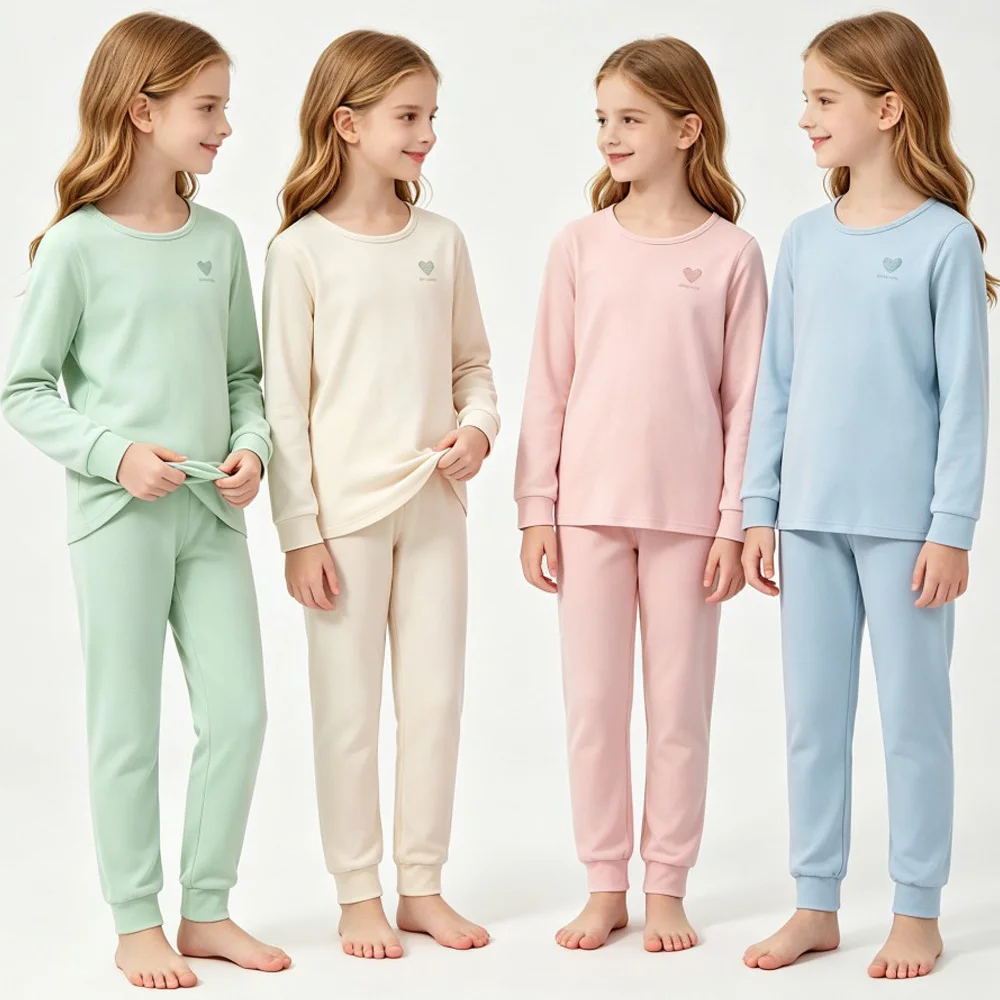 100% Cotton Girls Pajamas Sets Kids Toddler 7 8 9 10 11 12 13 14 15 16 17 18 Yrs Teen Children Pyjamas Winter Long Sleeve Pijama