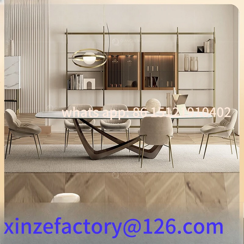 

Customizable Slate Dining Table Retractable Household High-end Italian Minimalist Folding