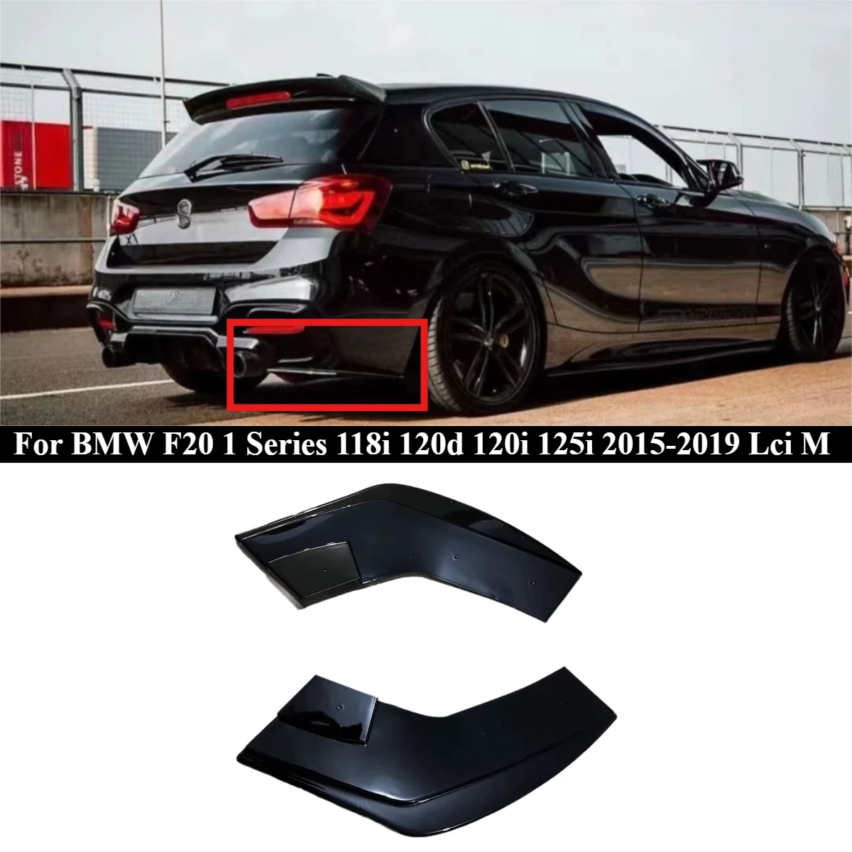 Rear Bumper Side Splitters For Bmw F20 1 Series 118i 120d 120i 125i 2015-2019 Lci M Pack Rear Diffuser Exhaust Pipe Trim