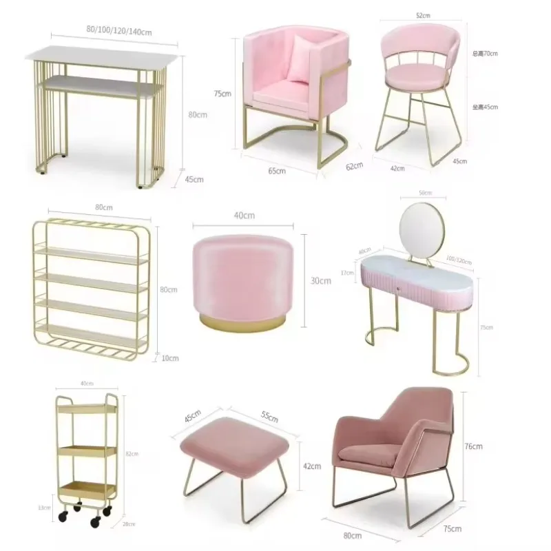 

Foshan Factory Modern Customizable Beauty Salon Furniture Nail Manicure Table Salon Nail Furniture Set