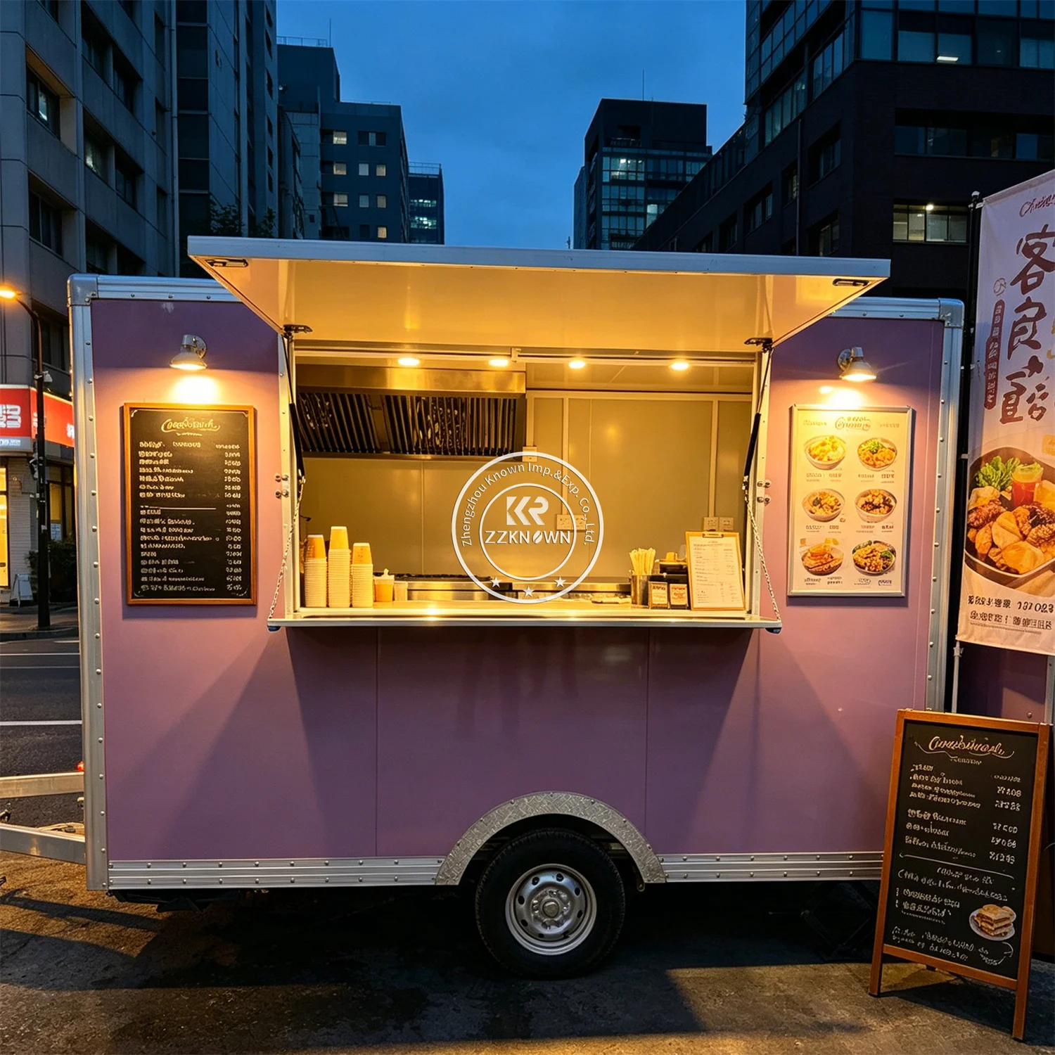 

Outdoor Street Mobile Coffee Shop Trailer Snack Ice Cream Cart Food Truck Trailer With Full Kitchen Equipments