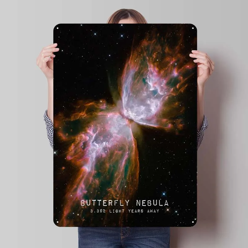 Butterfly Nebula Space Metal Poster Decoration Room Decor Items Aesthetic Vintage Metal Plate Retro Home Decoration Ornaments