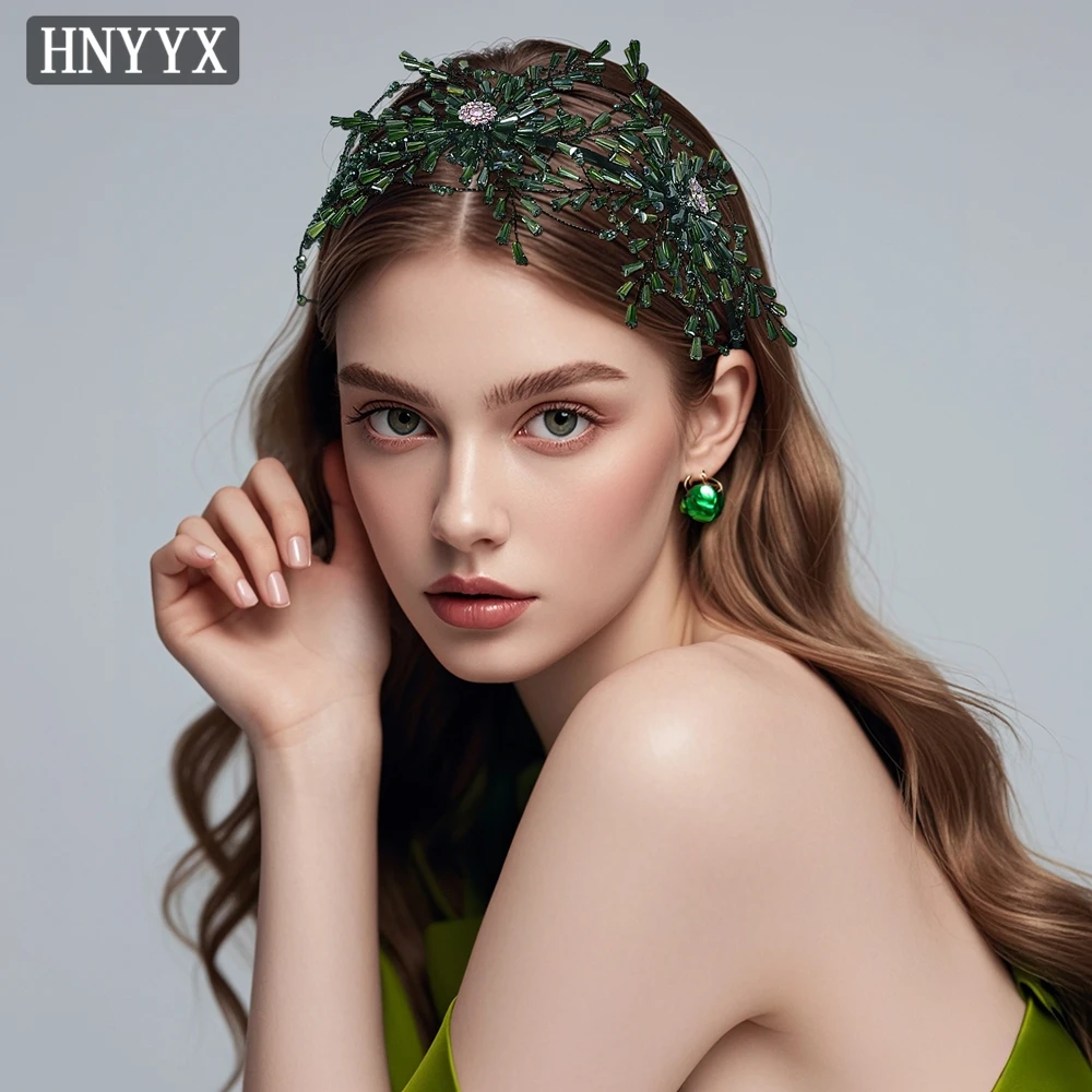 

HNYYX Handmade Crystal Beaded Headband Elegant Women's Headpiece Fashion Bride Headdress Banquet Party Hair Accessories A343