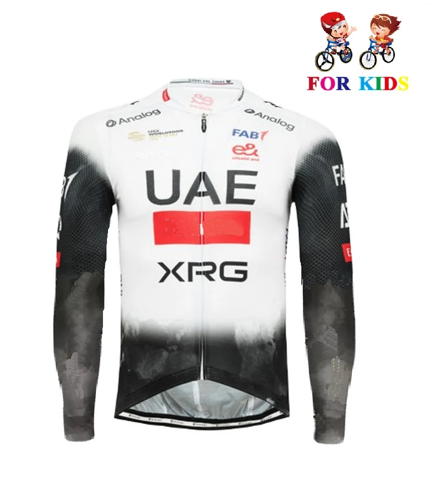 KID'S Children Spring Summer 2025 UAE XRG TEAM Cycling Jerseys  Long Sleeve Men Bike Wear Cycling Clothing with Pants