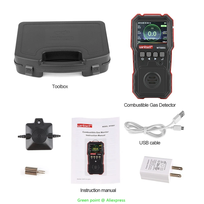 Monitor de monóxido de carbono WT8806 de 5 piezas, Sensor de Gas de alta calidad a prueba de explosiones, alta resistencia y tacto suave para uso Industrial