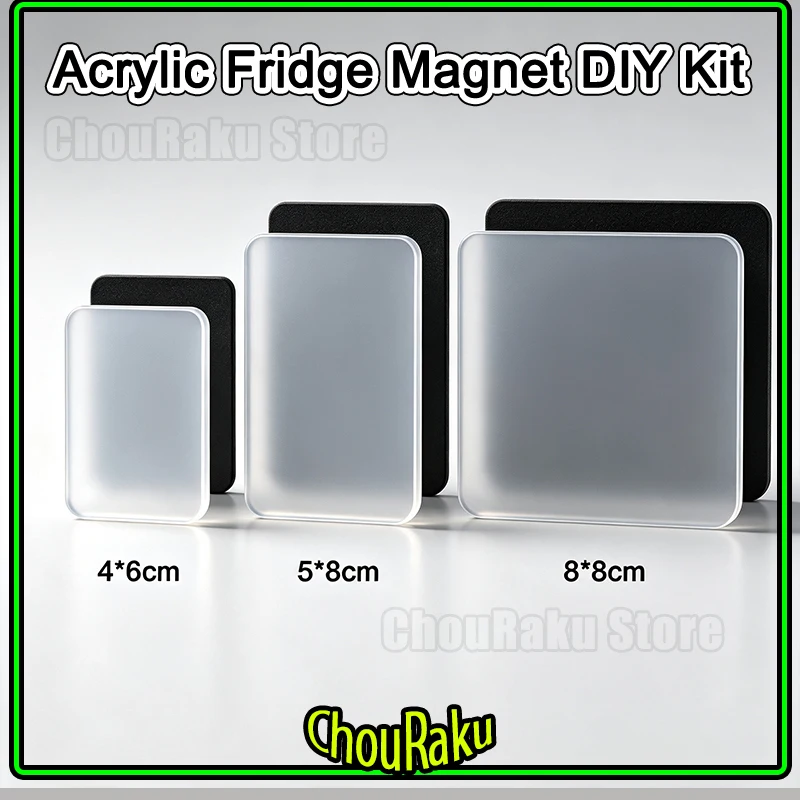 DIY Acrylic Fridge Magnet Supplies High Transparent Self Adhesive Diy Kit Square 4x6cm 5x8cm 8x8cm For Home Kitchen Decoration