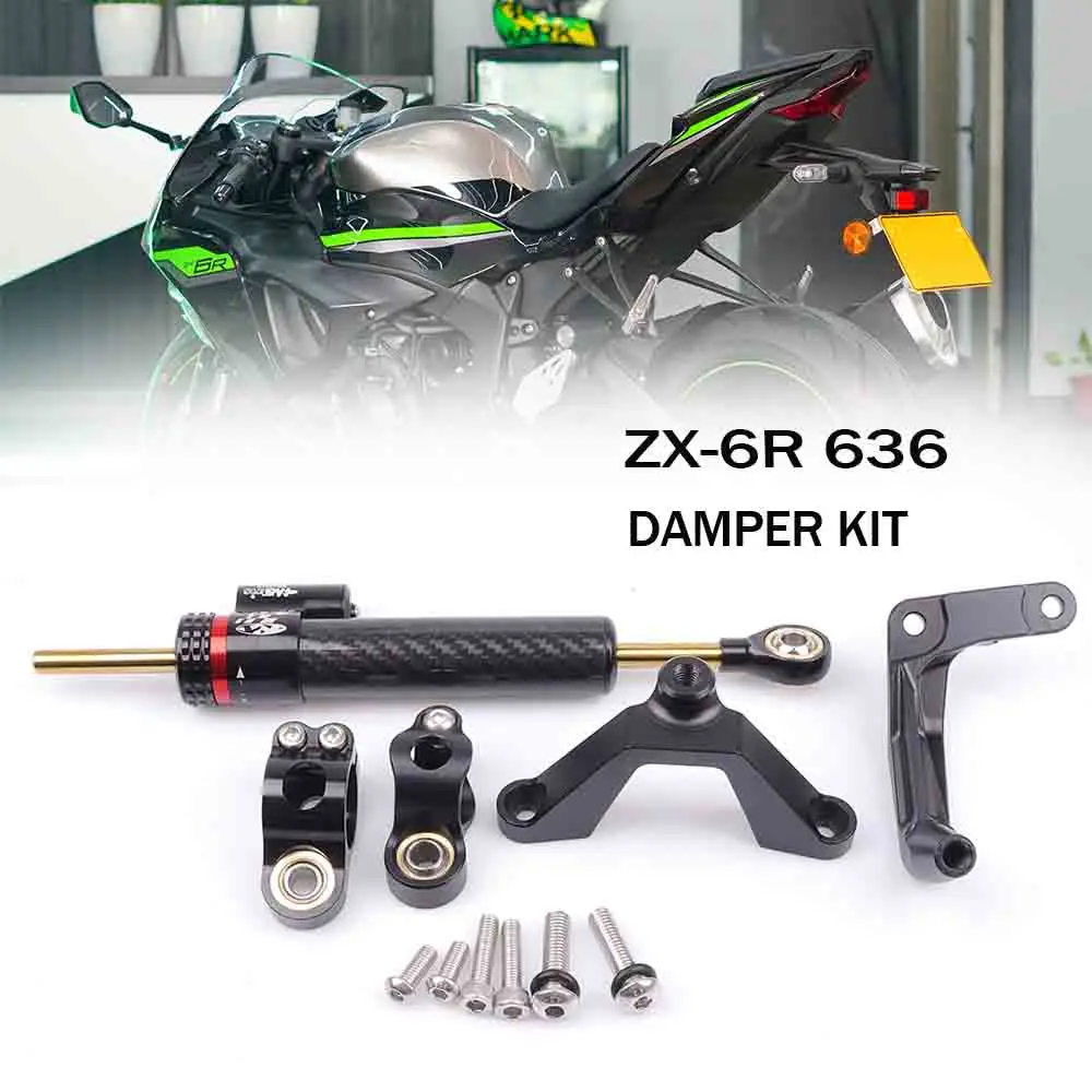 ZX-6R 2024 Motorrad-Lenkungsdämpfer-Stabilisator und Halterungs-Montagesatz für Kawasaki Ninja ZX-6R ZX6R 2023–2024 ZX 6R 636