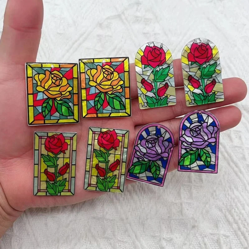 10 stücke quadratische Blume Charms für Schmuck machen DIY Ohrringe Armbänder Fußkettchen Halsketten Tasche Zubehör Anhänger Dekoration