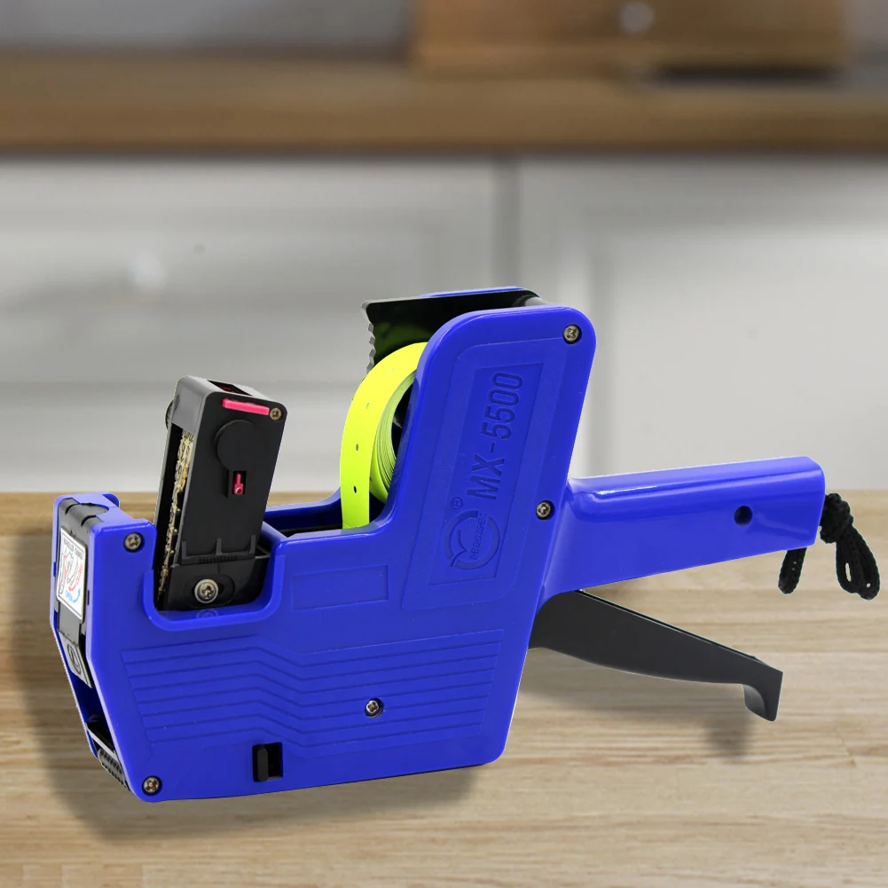 MX-5500 Pistola de etiquetas de precio Etiqueta de 1 línea Pistola de precios de 8 dígitos 1 tinta Plástico Color aleatorio para tienda minorista Tienda de comestibles para oficina