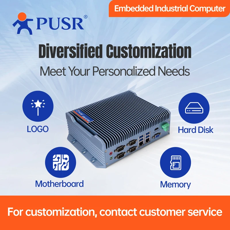 PUSR X86 ordinateur industriel intégré contrôleurs IoT Mini pièces sans ventilateur RJ45 Gigabit Ethernet I3 I5 I7 7200U tout en un Pc USR-EC
