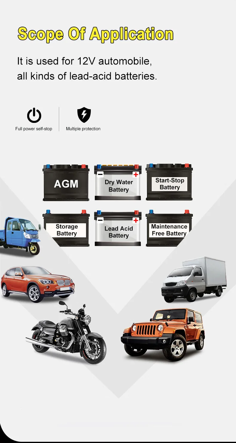 EAFC 12V 15A 8A Autobatterie-Ladegerät mit Großem Bildschirm, Pulsreparatur-Ladegerät für Auto, Motorrad, SUV, Lithium, AGM, Blei-Säure, GEL, LCD-Display – Detail 6