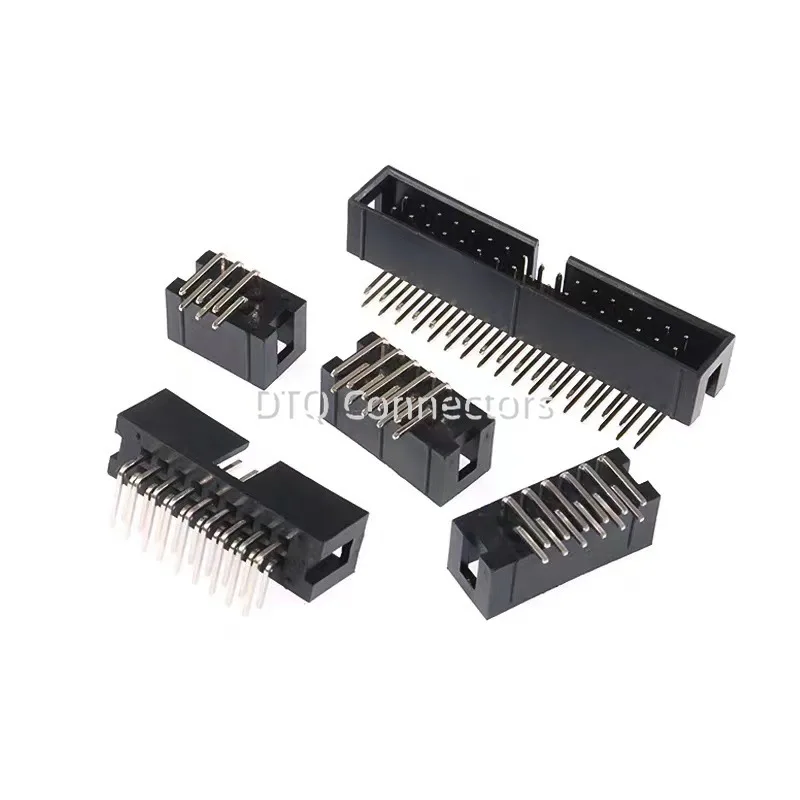 10 Stuks 2.54Mm Pitch Dc3 Mannelijke Connector 6 8 10 12 14 18 20 24 26 30 40 50 Pin Haakse Header Idc Socket 6P 8P 10P