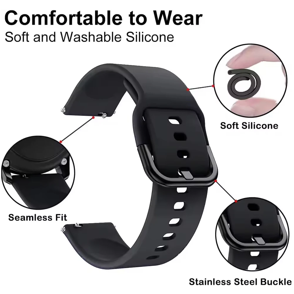 20 22mm Sport Soft Silicone Bands For HUAWEI WATCH 5 4 Pro Strap For Huawei Watch GT5/4/3/2 46mm 42mm Replacement Wrist Bracelet