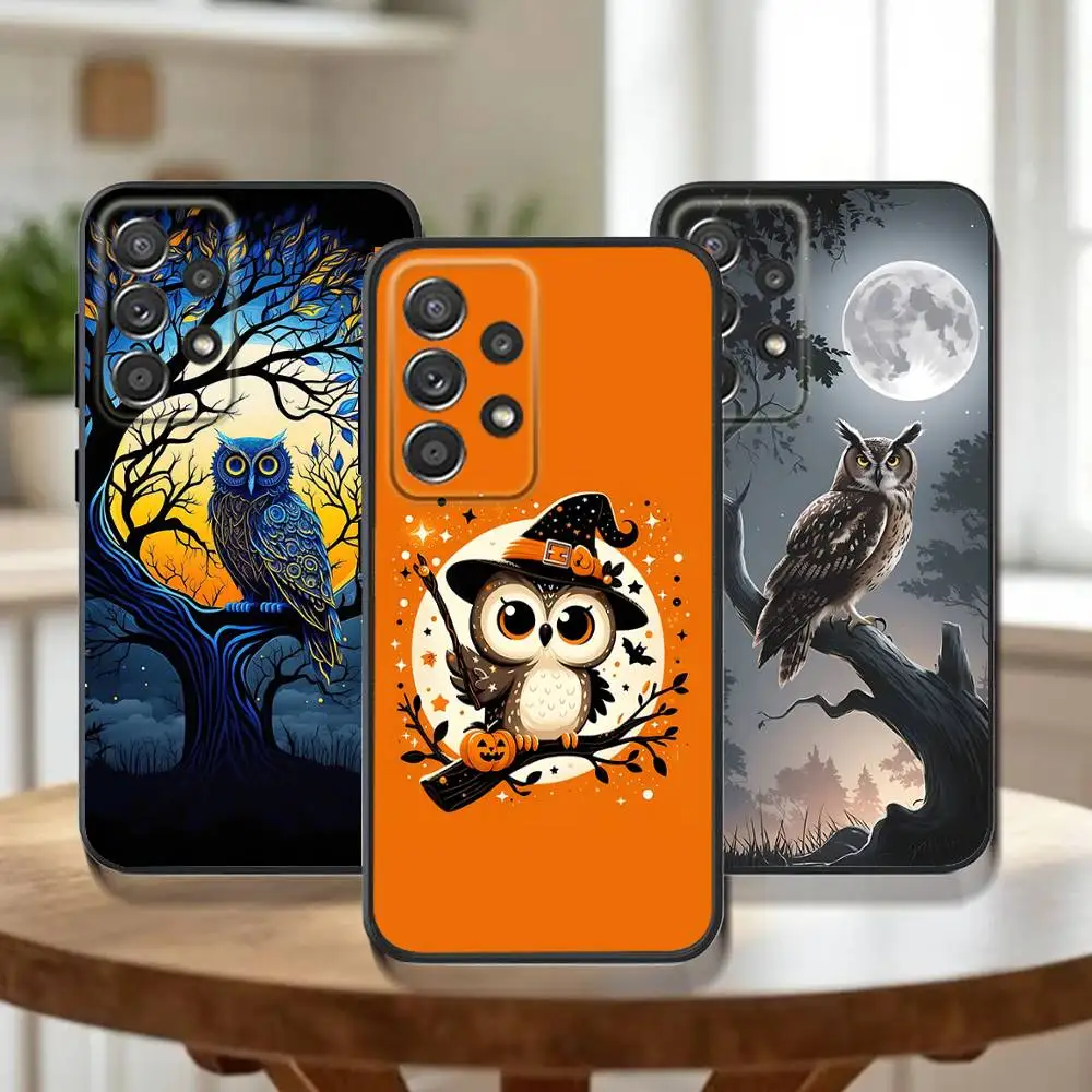 

Чехол для телефона с изображением совы для Samsung Galaxy A73,72,51,53,52,71,22,5G, Note, J7,8,9 Мягкий черный чехол
