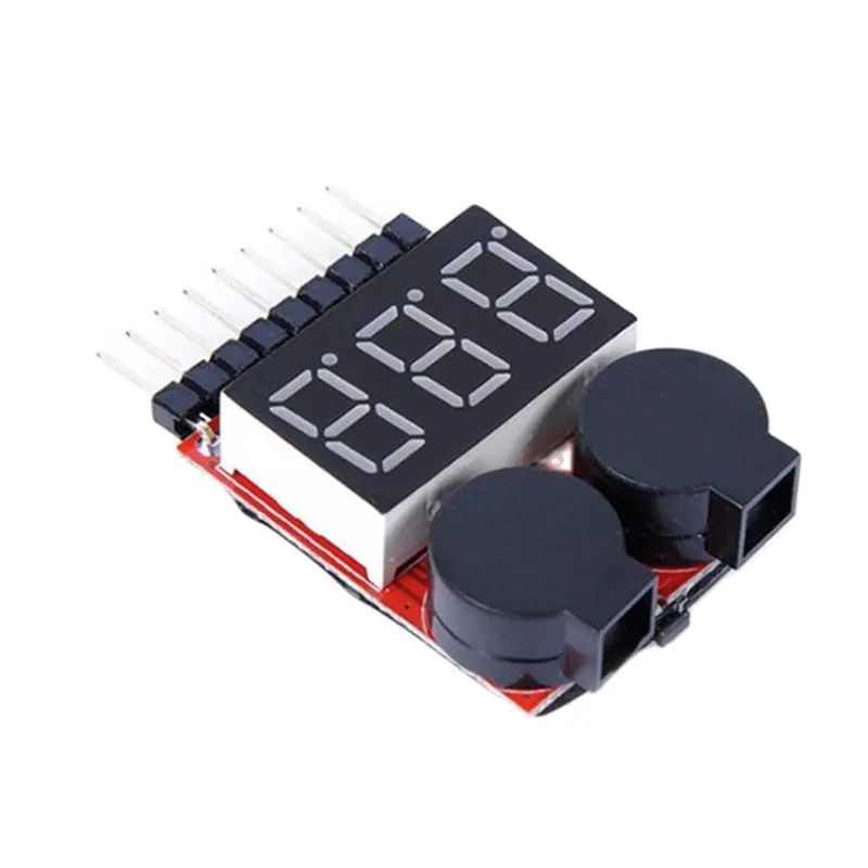 BX100 1S-8S LiPo Battery Voltage Tester Low Voltage Buzzer Alarm Dual Speakers LED Display for DJI Drone RC Car Boat Helicopt
