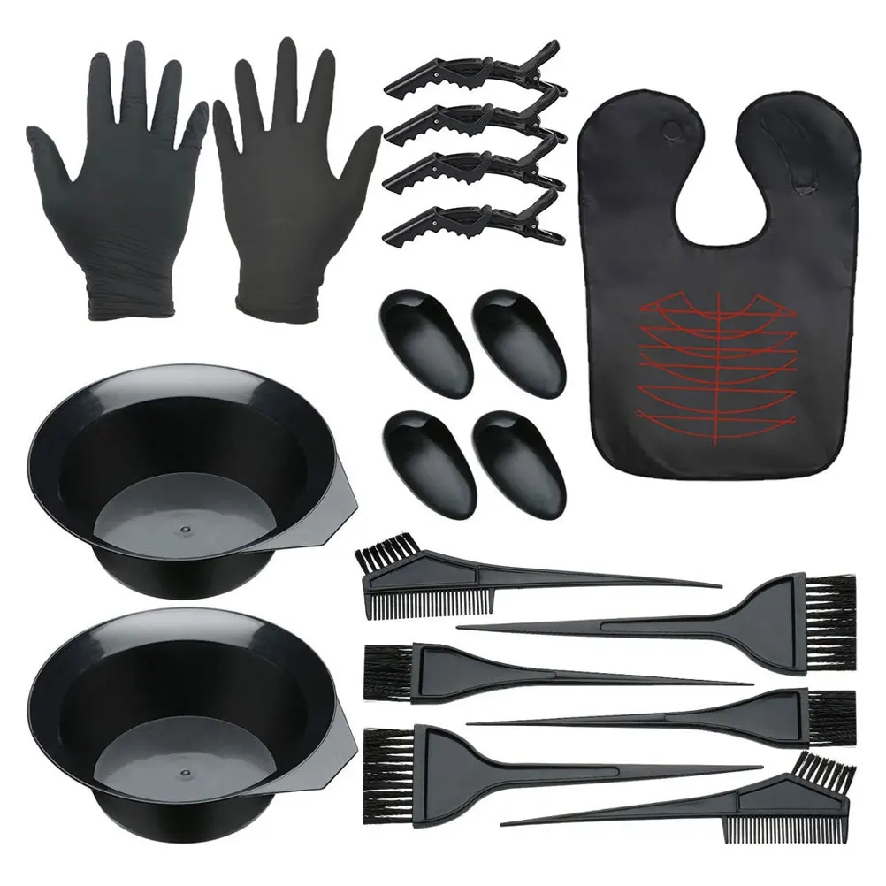 19Pcs Hair Dye Coloring Set Environmentally Kit with Smooth Application Brushes Bowl