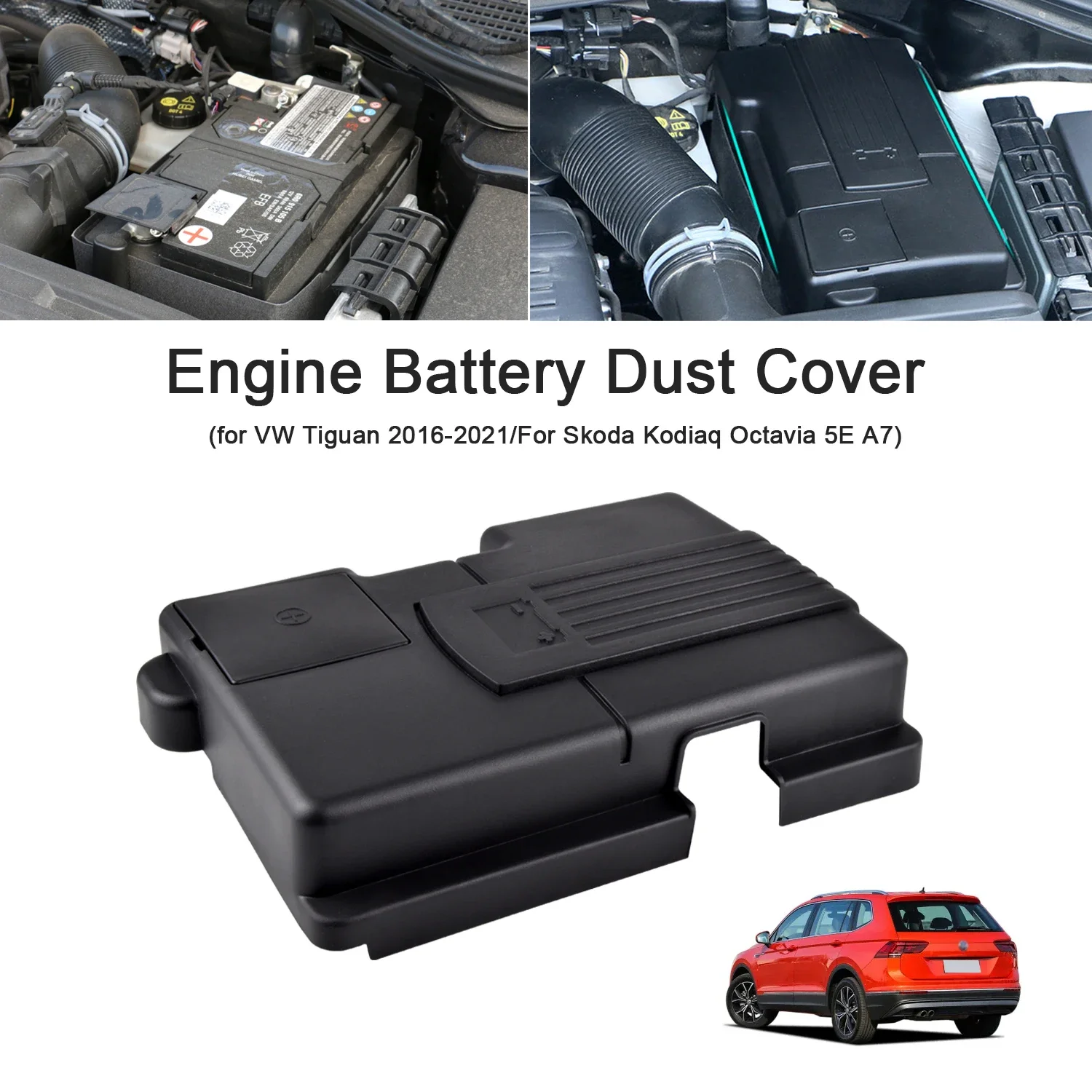 Car Engine Battery Protection Cover Negative Electrode Dustproof Waterproof Cover For Skoda Kodiaq Octavia 5E A7 for VW Tiguan