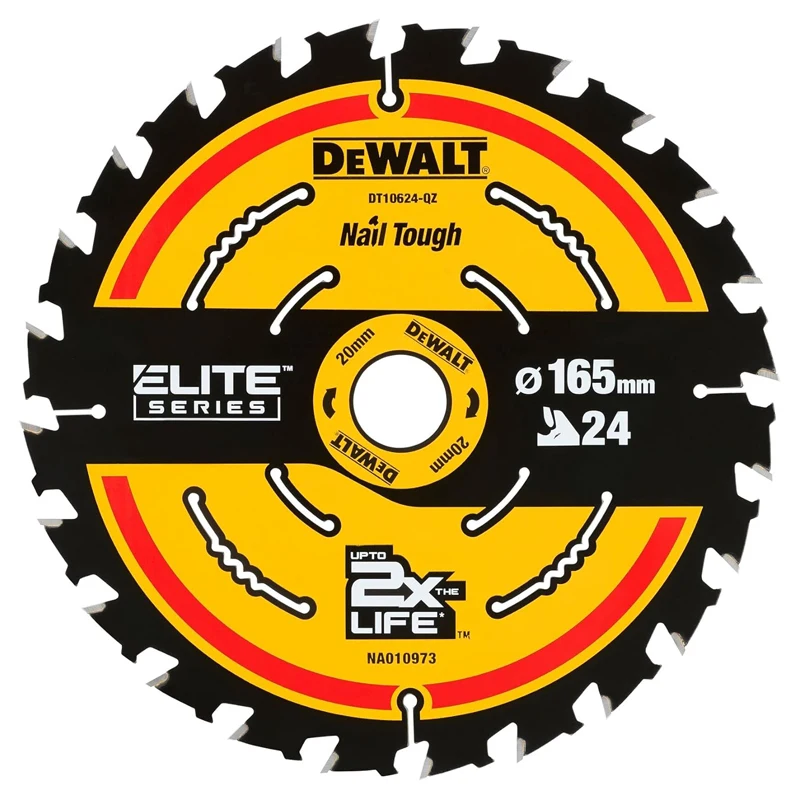 DEWALT DT10624 Woodworking Saw Blade 165mm x 20mm 24T Carpentry Dedicated Cutting Disc Power Tool Accessories