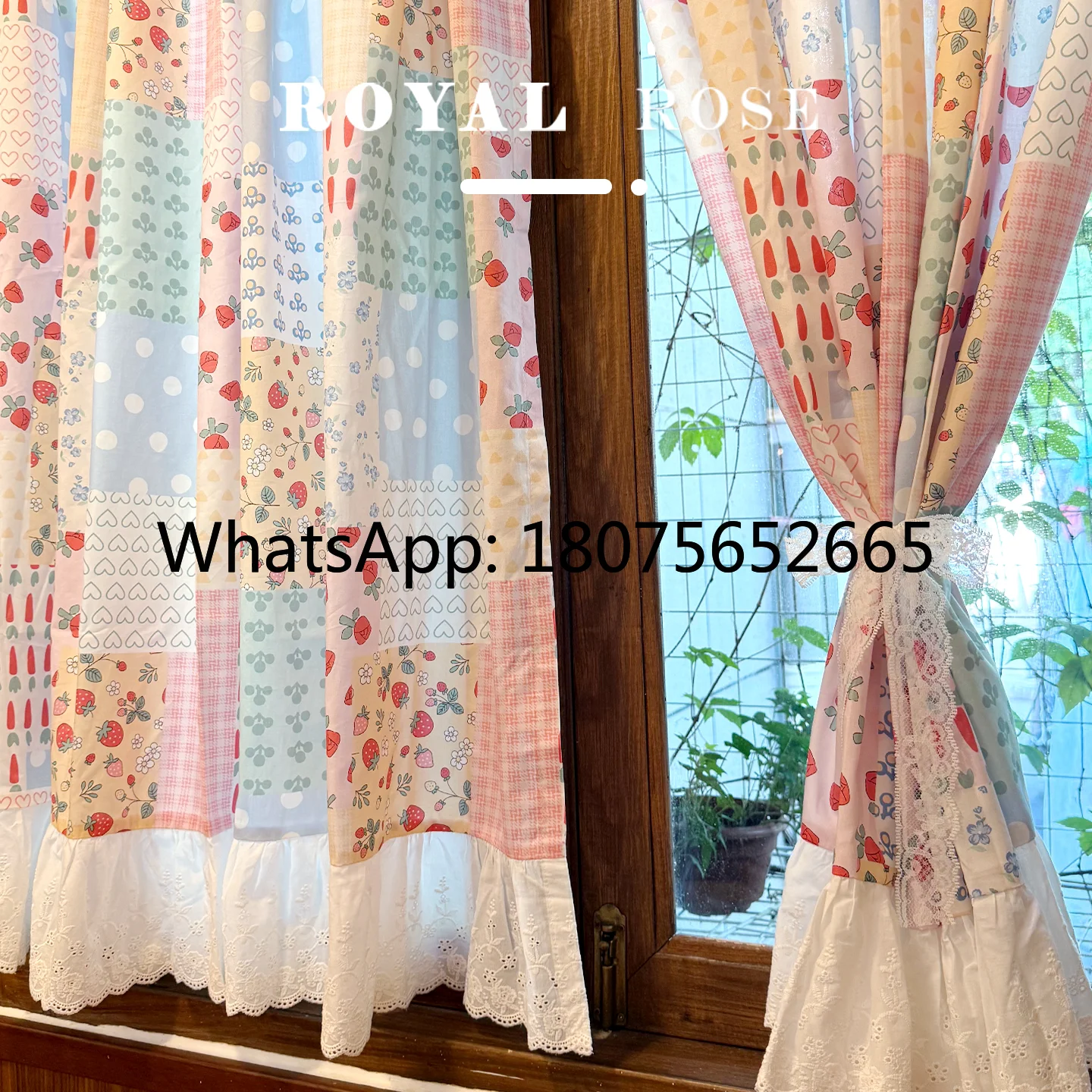 French gingham patchwork decorative printed curtain door half curtain