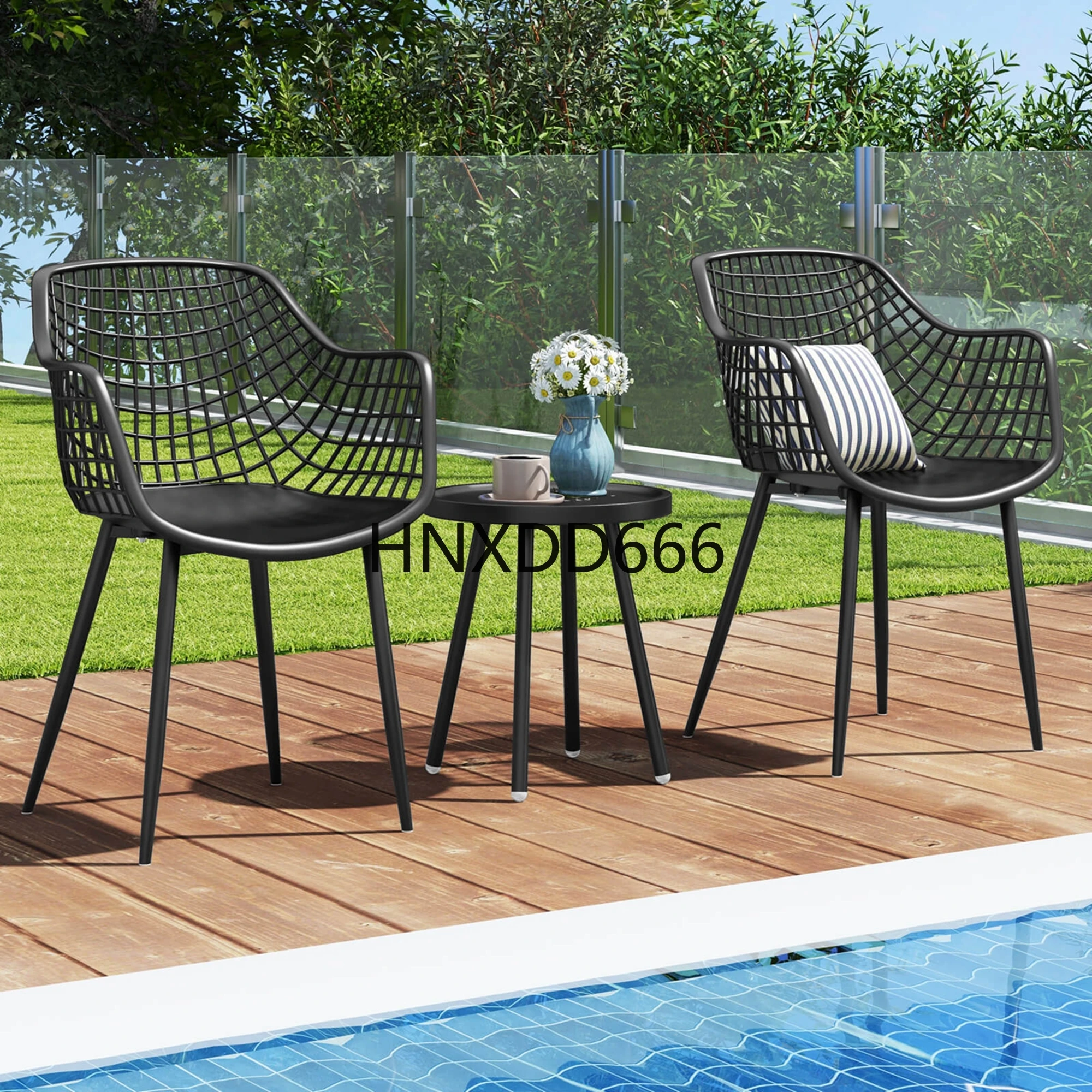 3 Piece Patio Bistro Set All Weather Heavy Duty Table and Chairs Set of 2 Black