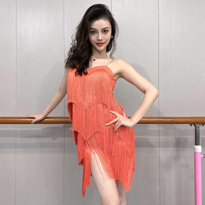 

New Full Fringed Dancing Dress Women'S Chacha Latin Dance Competition Dresses Adults Ballroom Samba Latin Dance Wear SL12282