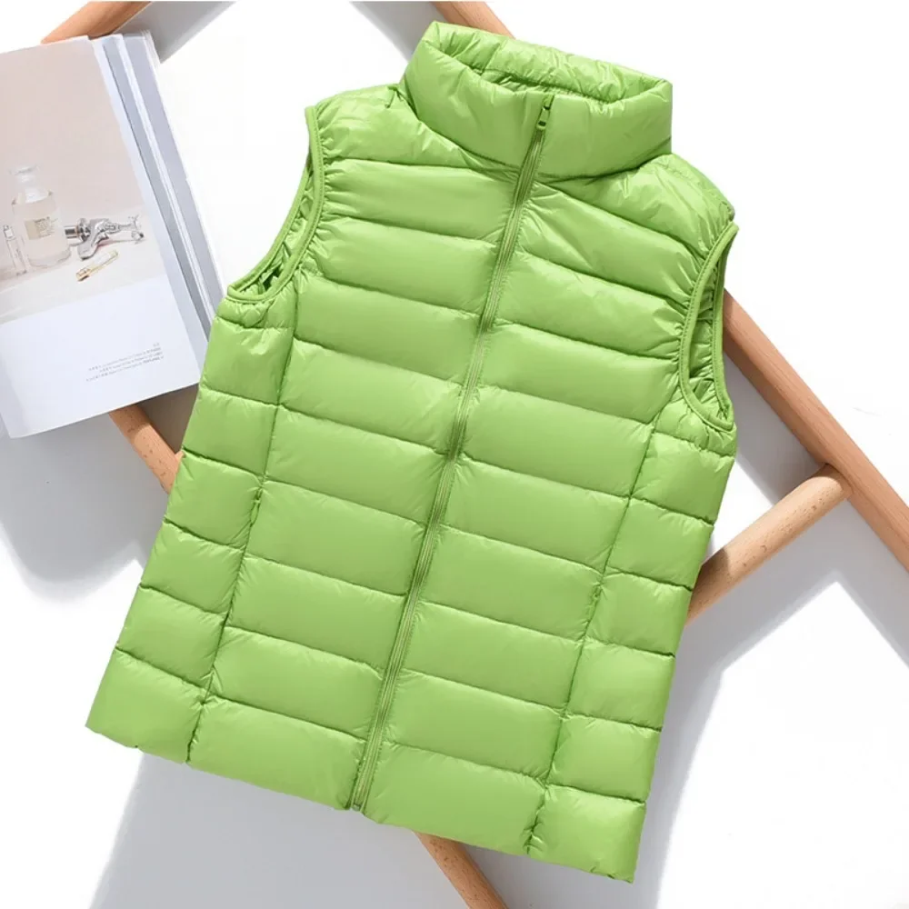 Autumn Winter Women\'s Lightweight Down Vest 2023 90% White Duck Down Coat Vest Ultra Light Thin Sleeveless Slim Puffer Jacket