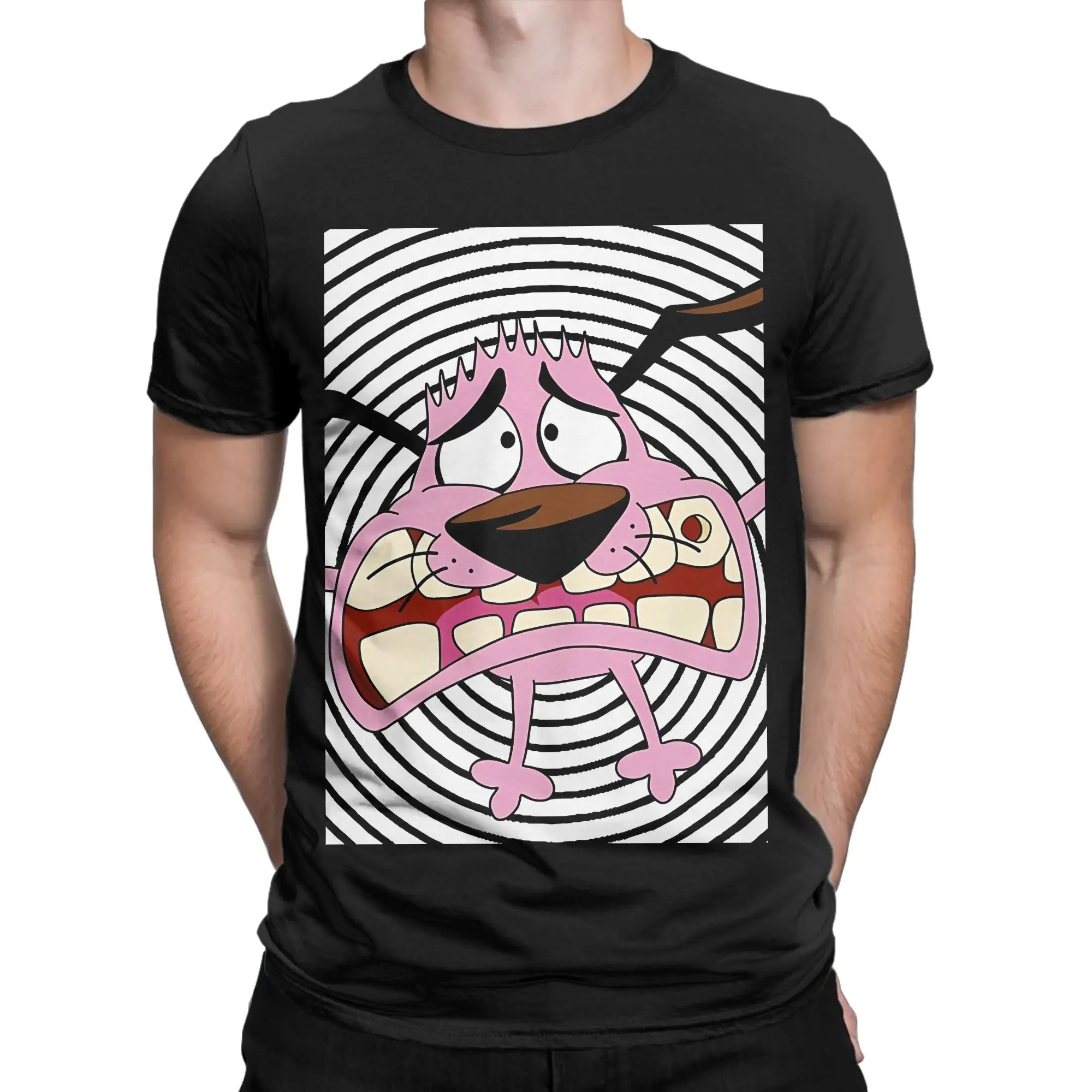 cCourage The Cowardly Dog painting Funny 100% Cotton T-Shirt cCourage the Cowardly Dog Tops Tees For Men