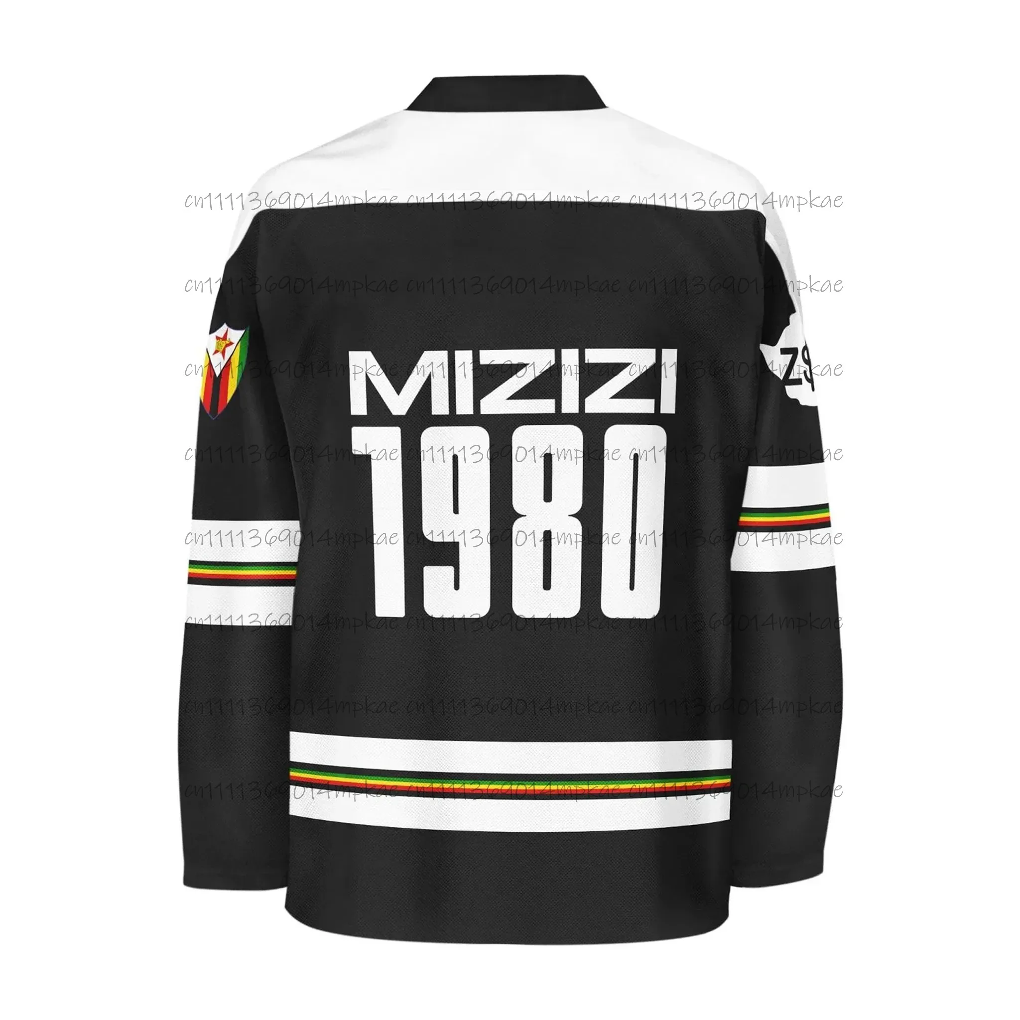 Men's Zimbabwe Printed V-Neck Long-Sleeve T-Shirt, Casual Summer Sporty Style, Fashionable Retro Streetwear Top view 3