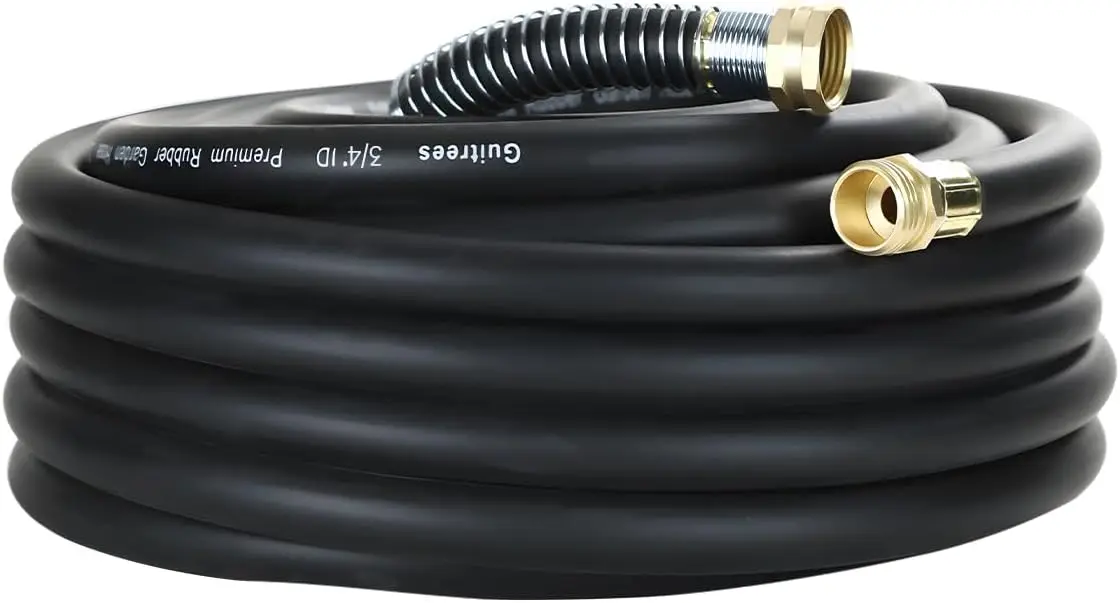 

25FT 3/4 Heavy Duty Rubber Garden Hose - 300psi Working, 1000psi Burst - Hot/Cold Water - Five-Layered Braiding for Dura