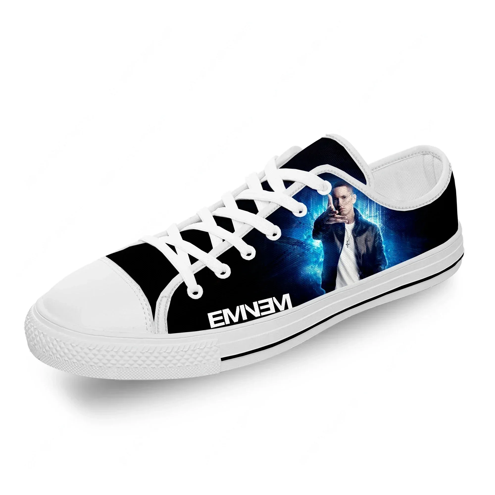 Eminem Hip Hop Rapper Rap Singer White Cloth Fashion 3D Print Low Top Canvas Shoes Men Women Lightweight Breathable Sneakers